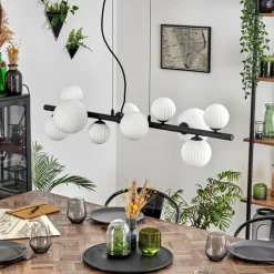 Lampes À Boules-hofstein Chehalis Suspension, Boule lumineuse, Suspension Blanc, 10 lumières