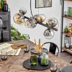 hofstein Chehalis Suspension, Boule lumineuse, Suspension Ambre, Clair, Fumé, 10 lumières