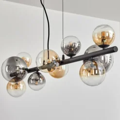 hofstein Chehalis Suspension, Boule lumineuse, Suspension Ambre, Clair, Fumé, 10 lumières