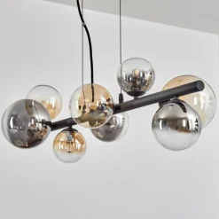 hofstein Chehalis Suspension, Boule lumineuse, Suspension Ambre, Clair, Fumé, 8 lumières