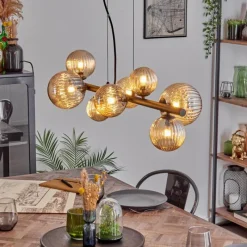 hofstein Chehalis Suspension, Boule lumineuse, Suspension Ambre, 8 lumières