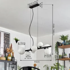 Lampes Vintages & Rétros-hofstein Chehalis Suspension, Boule lumineuse, Suspension Blanc, 8 lumières