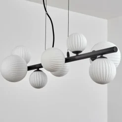 Lampes Vintages & Rétros-hofstein Chehalis Suspension, Boule lumineuse, Suspension Blanc, 8 lumières