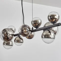 hofstein Chehalis Suspension, Boule lumineuse, Suspension Chrome, Clair, Fumé, 10 lumières
