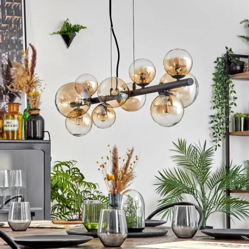 hofstein Chehalis Suspension, Boule lumineuse, Suspension Ambre, Clair, 10 lumières