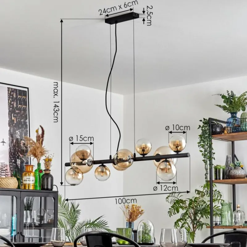 hofstein Chehalis Suspension, Boule lumineuse, Suspension Ambre, Clair, 10 lumières