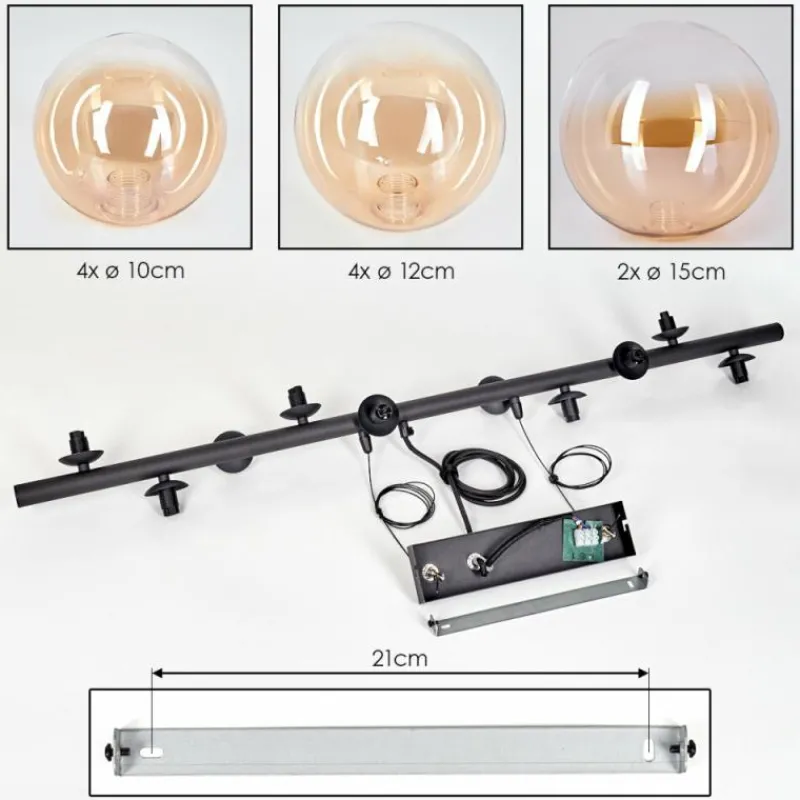 hofstein Chehalis Suspension, Boule lumineuse, Suspension Ambre, Clair, 10 lumières