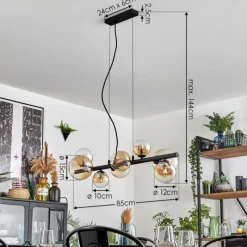 hofstein Chehalis Suspension, Boule lumineuse, Suspension Ambre, Clair, 8 lumières