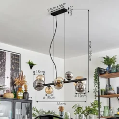 hofstein Chehalis Suspension, Boule lumineuse, Suspension Ambre, Fumé, 8 lumières