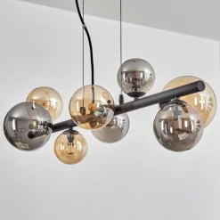 hofstein Chehalis Suspension, Boule lumineuse, Suspension Ambre, Fumé, 8 lumières