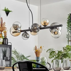 Suspension Verre Fumé-hofstein Chehalis Suspension, Boule lumineuse, Suspension Ambre, Clair, Fumé, 8 lumières