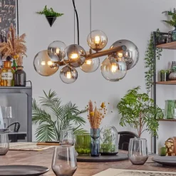 Suspension Verre Fumé-hofstein Chehalis Suspension, Boule lumineuse, Suspension Ambre, Clair, Fumé, 8 lumières