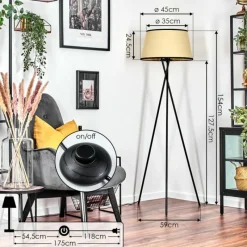 Luminaires Scandinaves-hofstein Chellas Lampadaire beige, Noir, 1 lumière