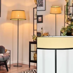 Style Boho-Chic-hofstein Chellas Lampadaire beige, Noir, 1 lumière