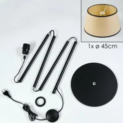 Style Boho-Chic-hofstein Chellas Lampadaire beige, Noir, 1 lumière