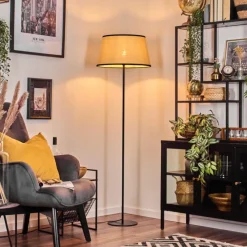 Style Boho-Chic-hofstein Chellas Lampadaire beige, Noir, 1 lumière