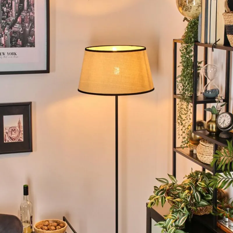 Style Boho-Chic-hofstein Chellas Lampadaire beige, Noir, 1 lumière