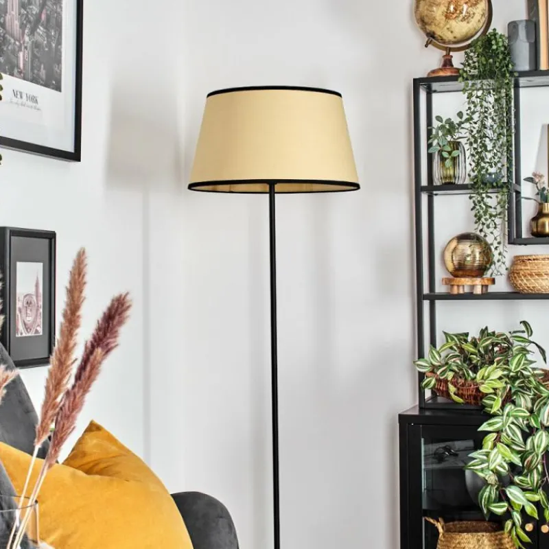Style Boho-Chic-hofstein Chellas Lampadaire beige, Noir, 1 lumière