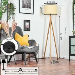 Luminaires Scandinaves-hofstein Chellas Lampadaire Écru, 1 lumière