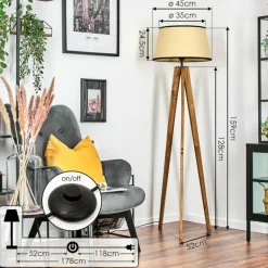 Luminaires Scandinaves-hofstein Chellas Lampadaire Écru, Noir, 1 lumière