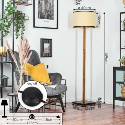 Luminaires Scandinaves-hofstein Chellas Lampadaire Écru, Noir, 1 lumière