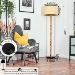 Luminaires Scandinaves-hofstein Chellas Lampadaire Écru, Noir, 1 lumière