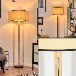 Luminaires Scandinaves-hofstein Chellas Lampadaire Écru, Noir, 1 lumière