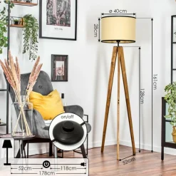 Luminaires Scandinaves-hofstein Chellas Lampadaire, Liseuse Écru, Noir, 1 lumière