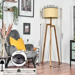 hofstein Chellas Lampadaire, Liseuse Écru, 1 lumière