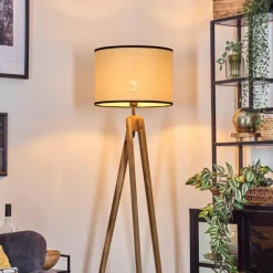 Style Boho-Chic-hofstein Chellas Lampadaire, Liseuse Écru, Noir, 1 lumière