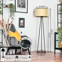 Lampes En Tissu-hofstein Chellas Lampadaire Noir, 1 lumière