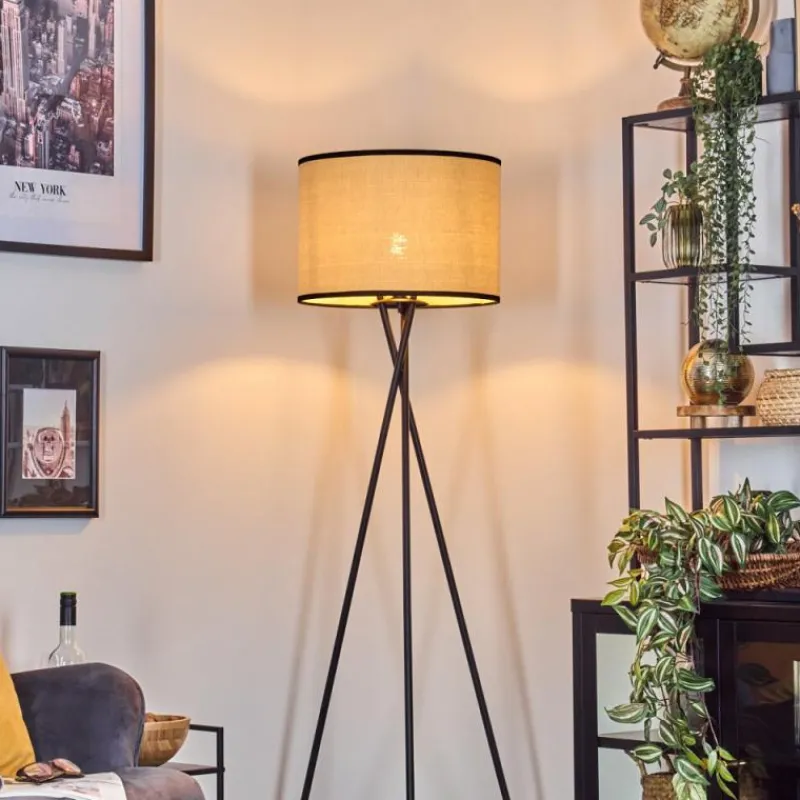 Style Boho-Chic-hofstein Chellas Lampadaire Noir, 1 lumière