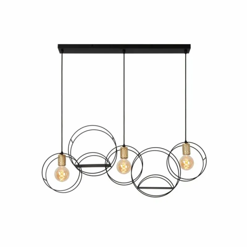 Lampes Vintages & Rétros-Luminaires Lucide CIRCLE Suspension Noir, 3 lumières