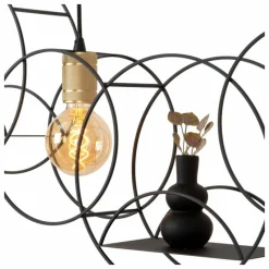 Lampes Vintages & Rétros-Luminaires Lucide CIRCLE Suspension Noir, 3 lumières