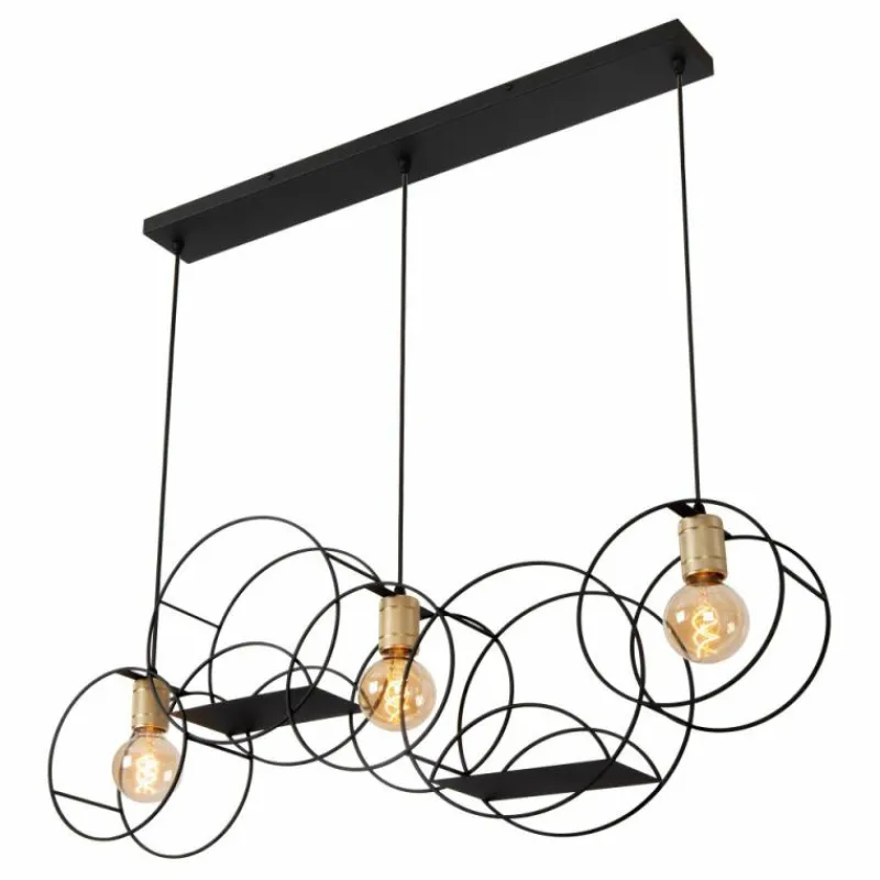 Lampes Vintages & Rétros-Luminaires Lucide CIRCLE Suspension Noir, 3 lumières