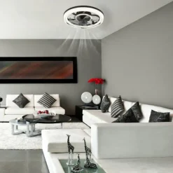 Luminaires Globo Lighting Cirilla Ventilateur de plafond lumineux LED Noir, 1 lumière, Télécommandes