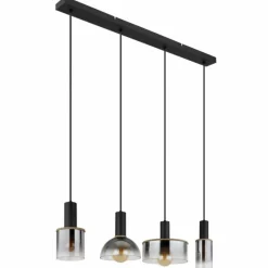 Suspension Verre Fumé-Luminaires Globo Lighting CLASSIS Suspension Noir, 4 lumières