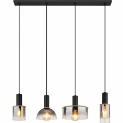 Suspension Verre Fumé-Luminaires Globo Lighting CLASSIS Suspension Noir, 4 lumières