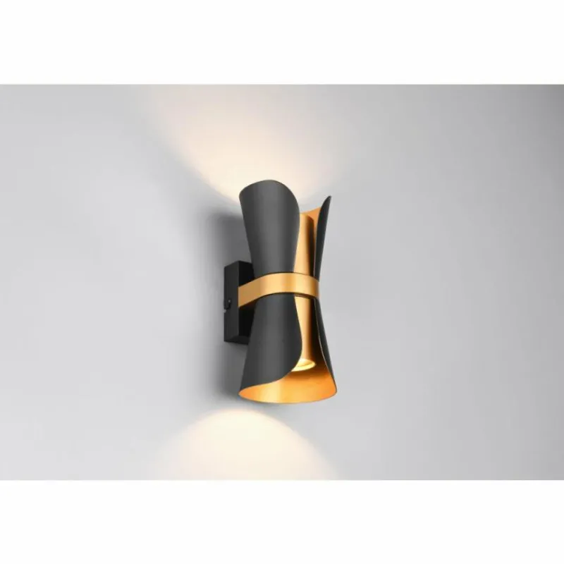 Lampes Dorées-Luminaires Trio Coat Applique murale Noir doré, 2 lumières