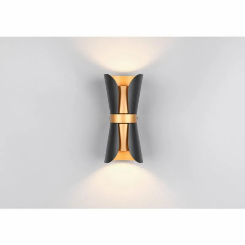 Lampes Dorées-Luminaires Trio Coat Applique murale Noir doré, 2 lumières