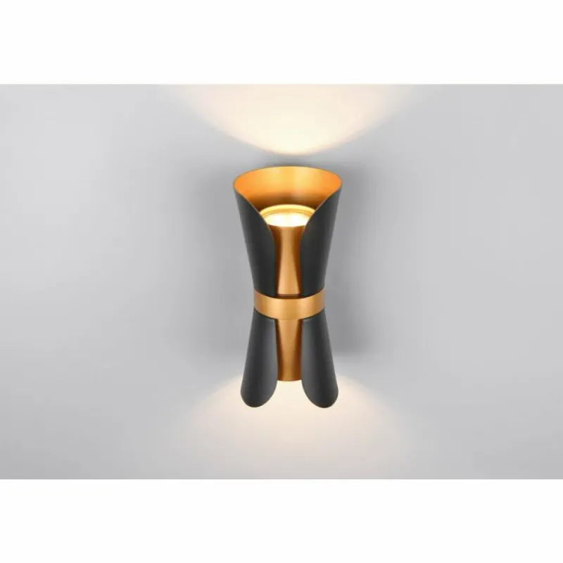 Lampes Dorées-Luminaires Trio Coat Applique murale Noir doré, 2 lumières