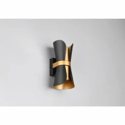 Lampes Dorées-Luminaires Trio Coat Applique murale Noir doré, 2 lumières