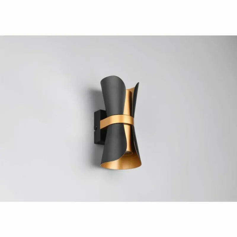 Lampes Dorées-Luminaires Trio Coat Applique murale Noir doré, 2 lumières