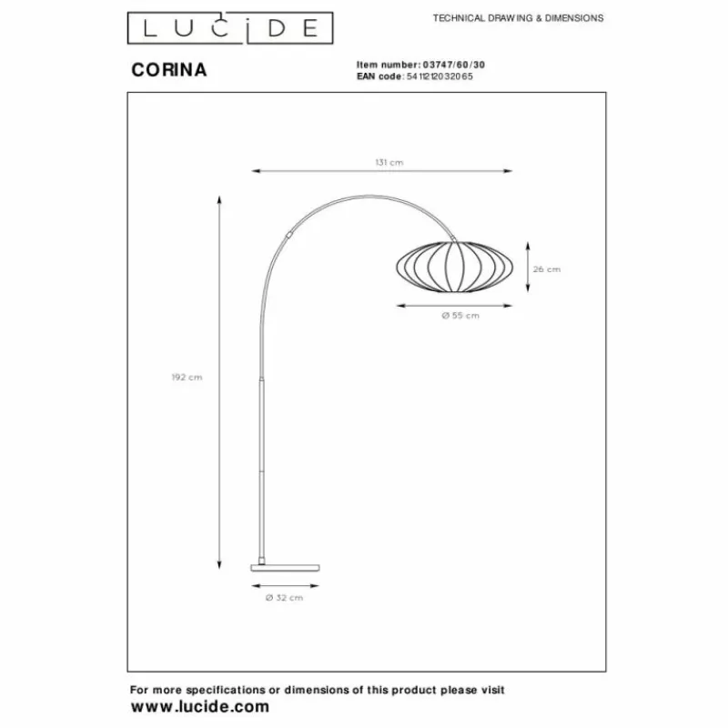 Luminaires Lucide CORINA Lampadaire Laiton, 1 lumière* Lampadaires Et Lampes Sur Pied