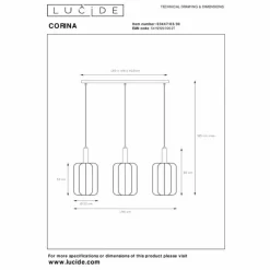 Luminaires Lucide CORINA Suspension Laiton, 3 lumières* Suspensions