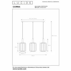 Luminaires Lucide CORINA Suspension Beige, 3 lumières* Suspensions