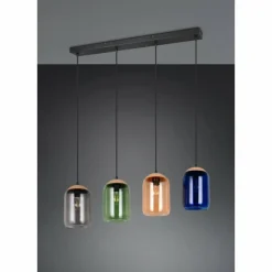 Luminaires Trio Cork Suspension Noir, 4 lumières