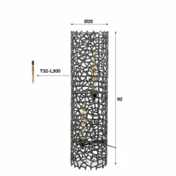 hofstein Cortecega Lampadaire Noir, 2 lumières* Lampadaires Et Lampes Sur Pied