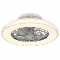 Luminaires Globo Lighting Corusso Ventilateur de plafond lumineux LED Chrome, 1 lumière, Télécommandes