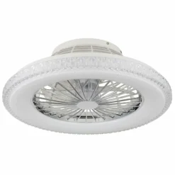 Luminaires Globo Lighting Corusso Ventilateur de plafond lumineux LED Chrome, 1 lumière, Télécommandes